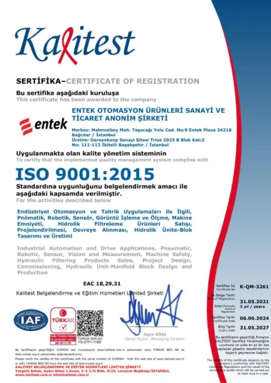 Kalite Sertifikası - ISO 9001:2015