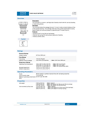 Hydraforce CV16-20 Genel Katalog