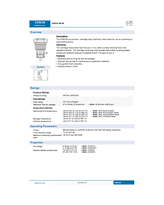 Hydraforce CV50-20 Genel Katalog