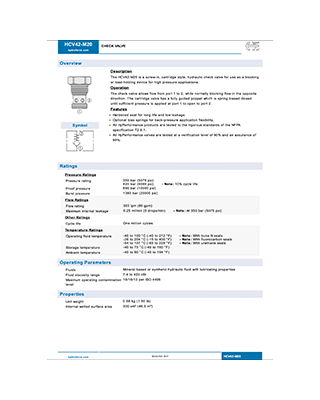 Hydraforce HCV42-M20 Genel Katalog